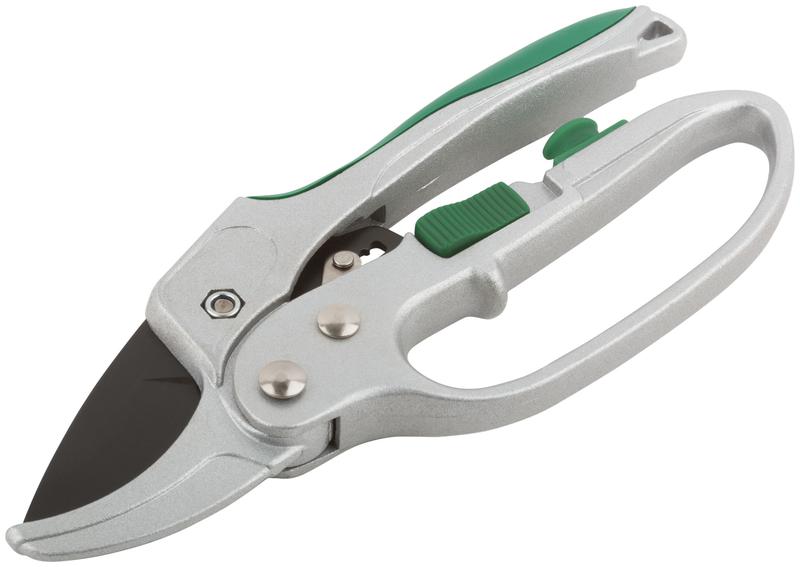 Секатор Профи храп. механизм режущ. кромки встык с наковальней тефл. покр. лезвий алюм. корпус 200мм FIT 77097