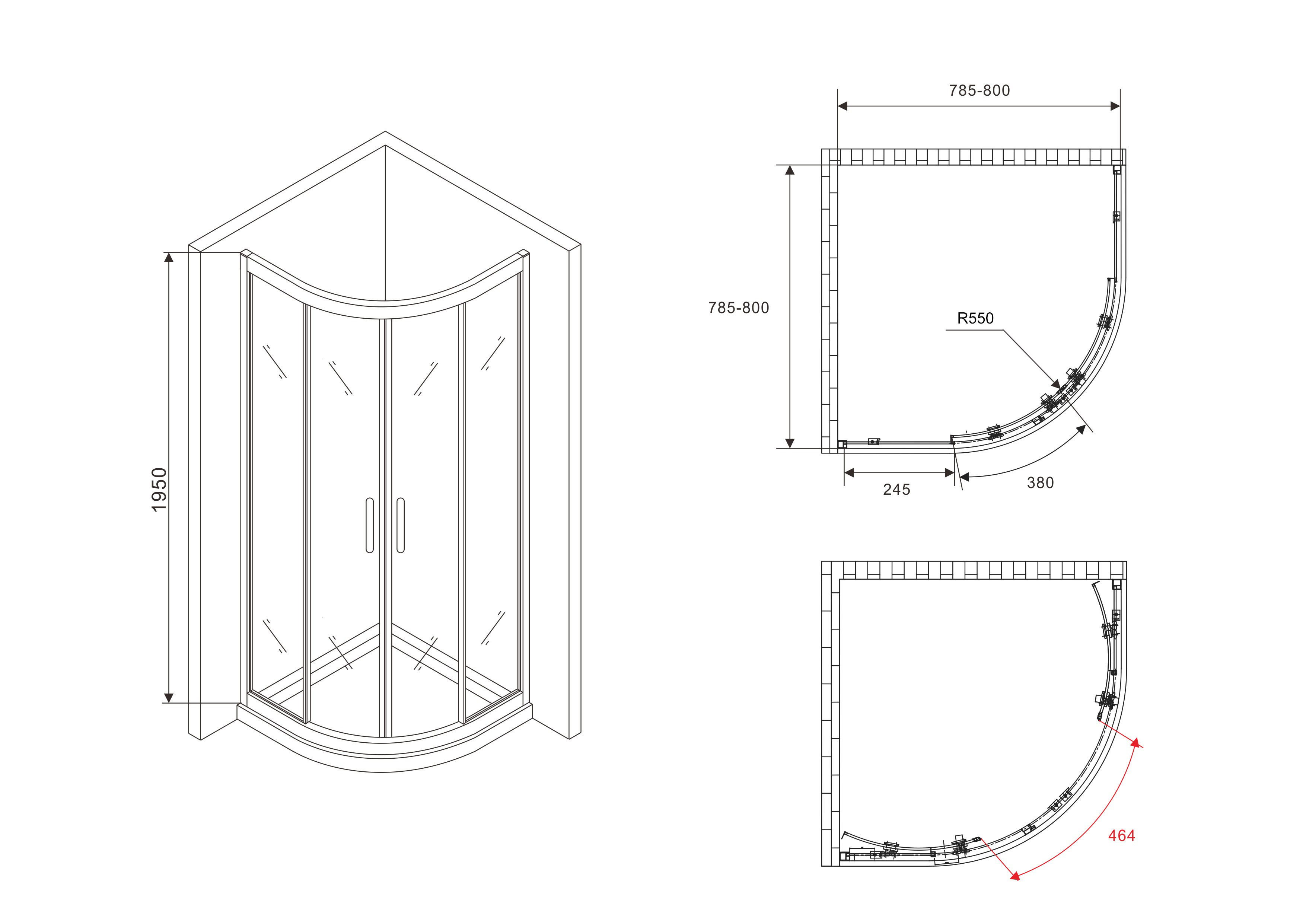 Душевой уголок ABBER Schwarzer Diamant AG01080