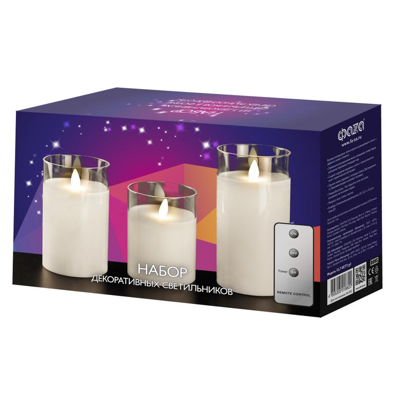 Свеча декоративная CL7-SET3-wh с пультом 2хAA для каждой свечи (не в компл.) бел. (уп.3шт) ФАZА 5018853