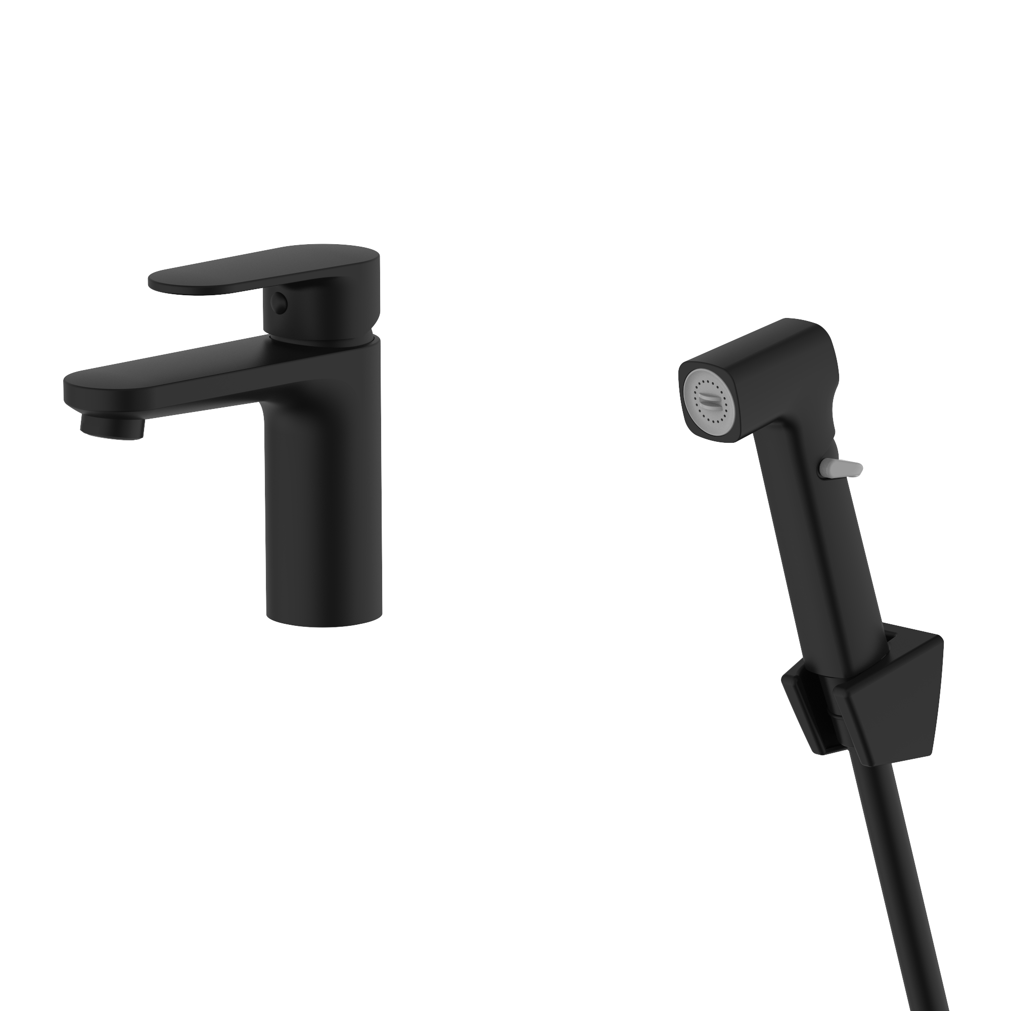 Cмеситель Aquatek НИКА  для раковины 90 без донного клапана с гигиеническим ручным душем   AQ1812MB            черный матовый