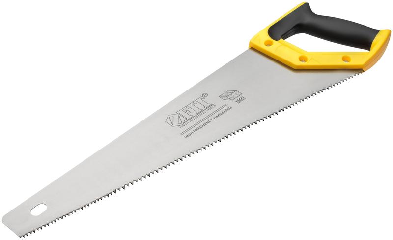 Ножовка по дереву крупный кален.зуб 5 ТPI с запилом 7 ТPI 2D заточка пласт.прорезинен.ручка 450мм FIT 40469