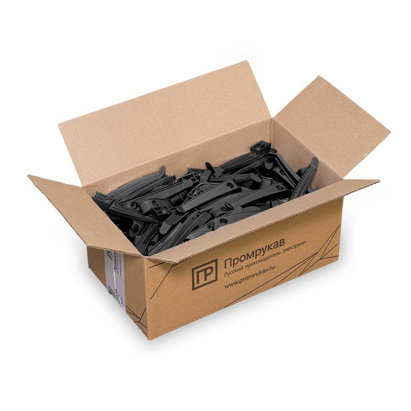 Держатель круглого кабеля односторонний для прямого монтажа на 8 мест в гофроящике черн. (уп.200шт) Промрукав PR13.0491