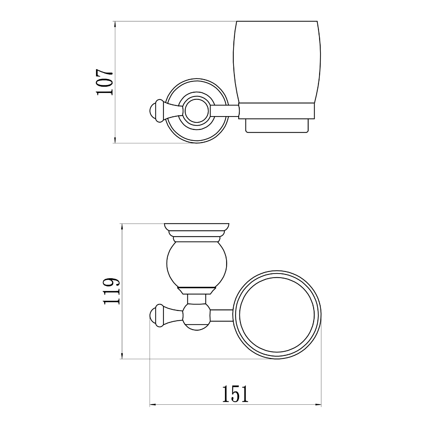 Стакан для ванной комнаты Savol S-005758B, золото
