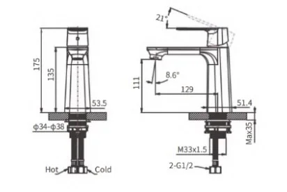 Смеситель для раковины ARROW AMP11848LJ, золотой