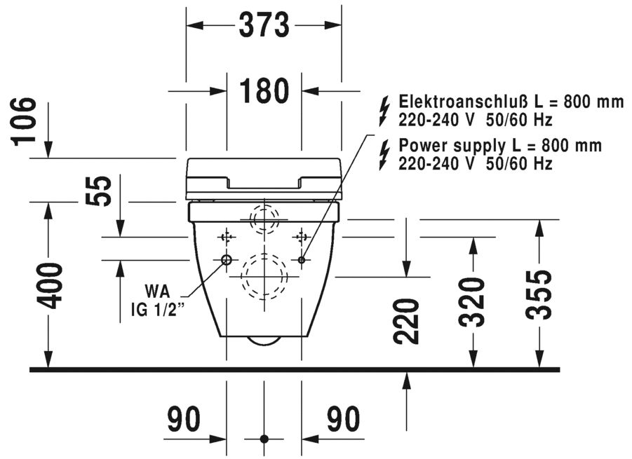 Унитаз Duravit Starck 3 2226590000 подвесной для крышки-биде Sensowash