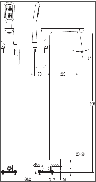 Напольный смеситель для ванны CEZARES TESORO-F-VDP-01