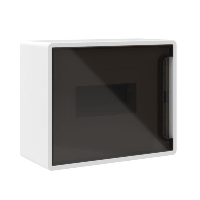 Щиток 8 мод. настенный FRAME с тонированной дверцей с 2 шинами PEN на 6 и 8 отв. бел. DKC F08W1WD