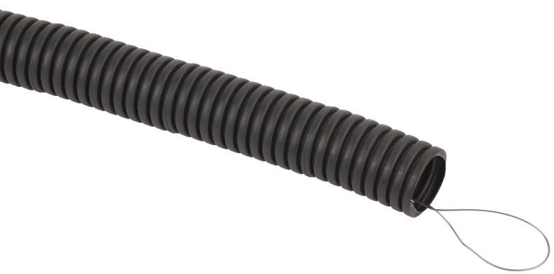 Труба гофрированная d40мм с протяжкой безгалоген. трудногорючая (FRHF) черн. (уп.25м) Эра Б0068910