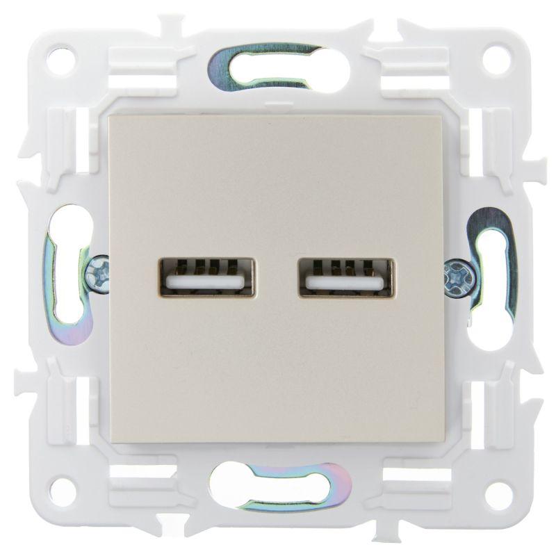 Розетка USB A+A 3.1А SKANDY SK-R15Sh шампань IEK SK-U21-D31-K37