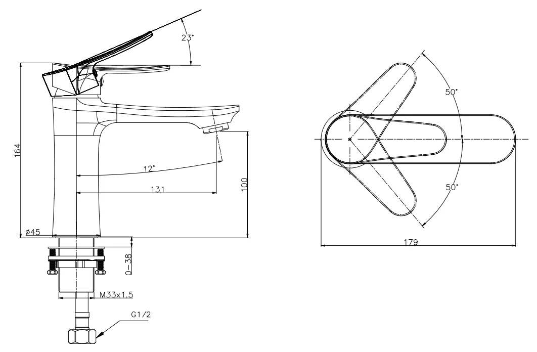Смеситель для раковины ARROW AG4106MB, черный матовый