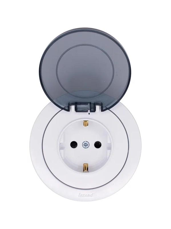 Розетка 1-м СП OSEN IP44 с заземл. с крышкой ПБТ бел. LEZARD 743-0288-123BIPCH