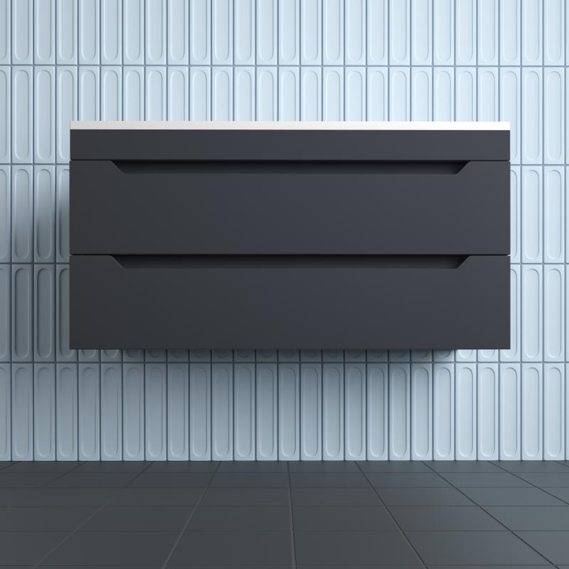 Тумба подвесная "Остин" под раковину Фортуна 100 2 ящ графит эмаль PLUS