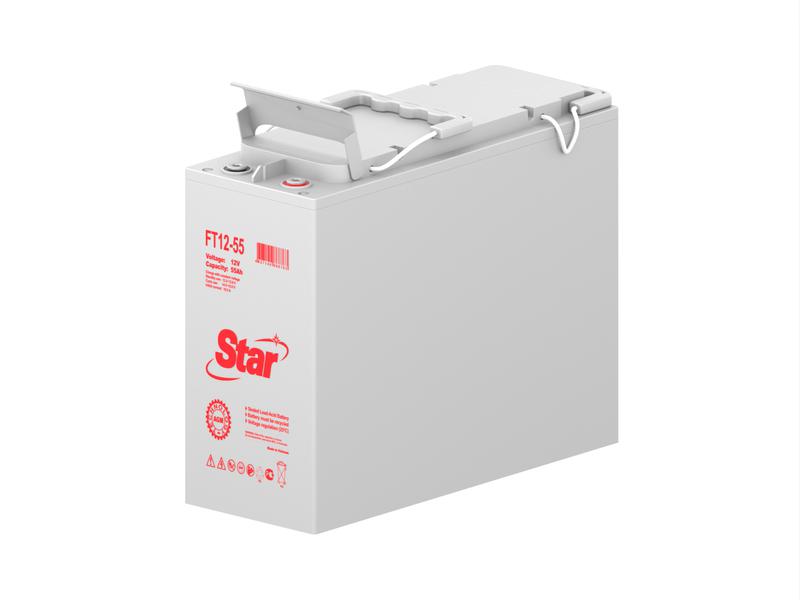 Аккумулятор с фронтальными выводами 12В 55А.ч Star FT12-55