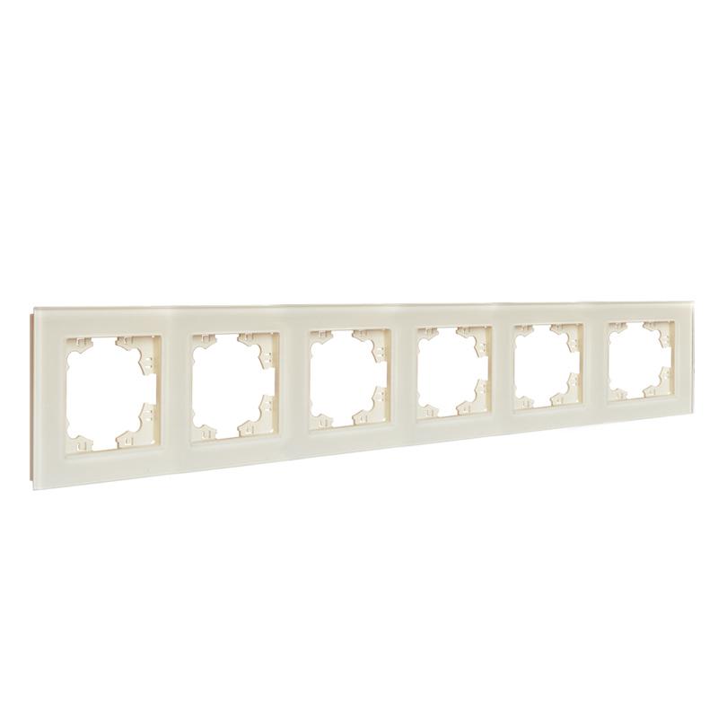 Рамка 6-м Афина стеклянная сл. кость (ivory) UNIVersal 2277