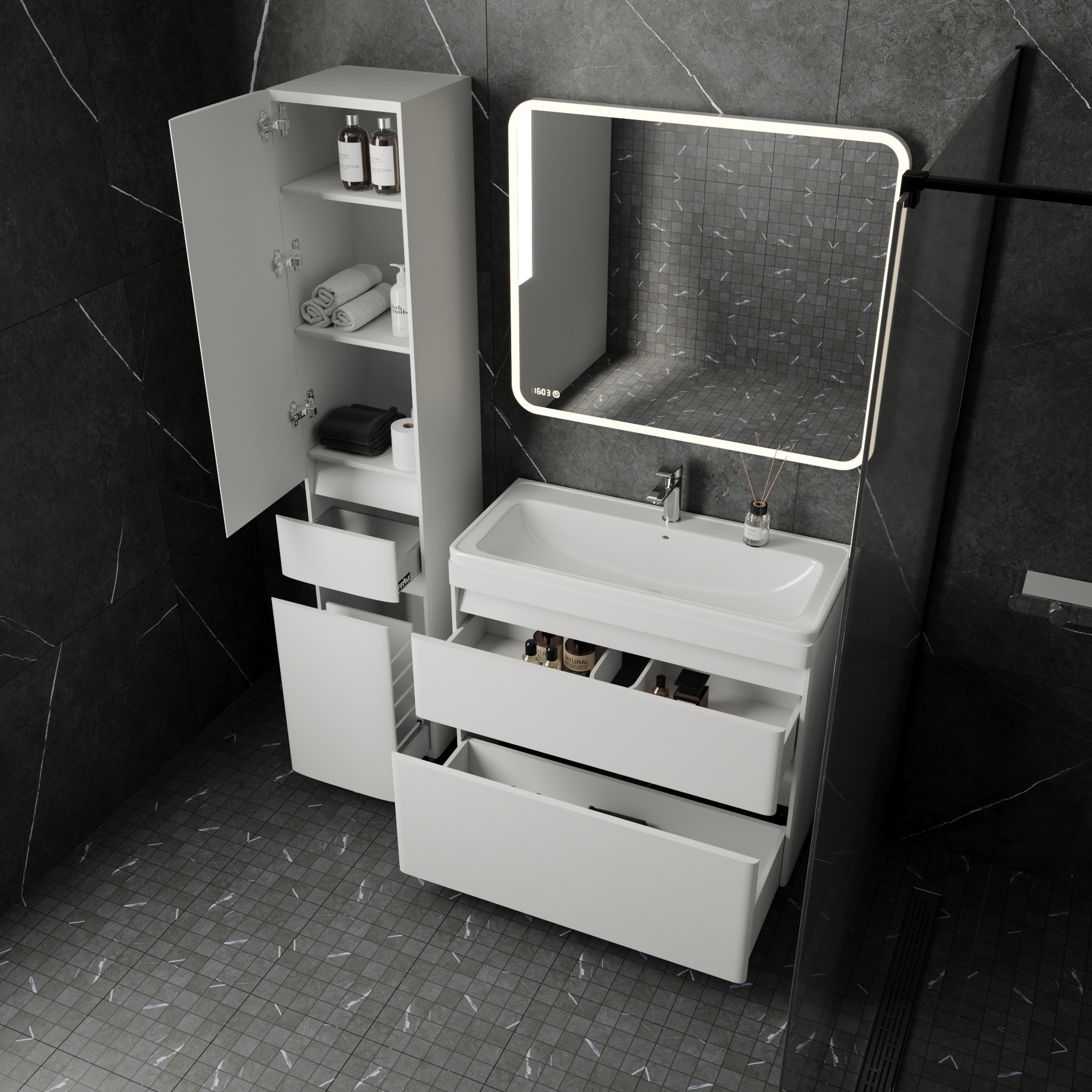 Тумба напольная "Атлантика 90", Люкс антискрейч, PLUS