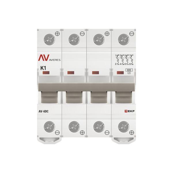 Выключатель автоматический модульный 4п K 1А 6кА AV-6 DC AVERES EKF mcb6-DC-4-01K-av