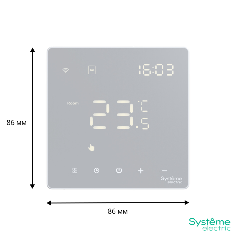 Термостат программируемый ArtGallery 16А с Wi-Fi для электрич. теплого пола моноблочный бел. SE GAL000138