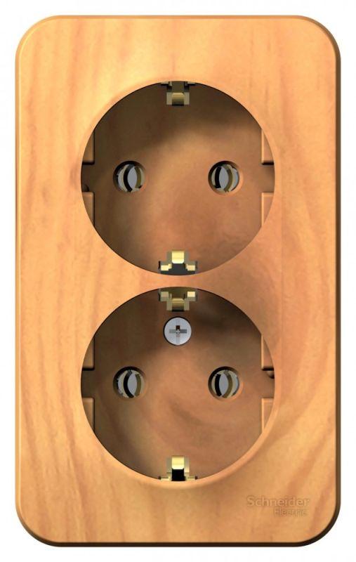 Розетка 2-м ОП Blanca 16А IP20 250В с заземл. без защ. шторок с изолир. пластиной ясень SE BLNRA010215