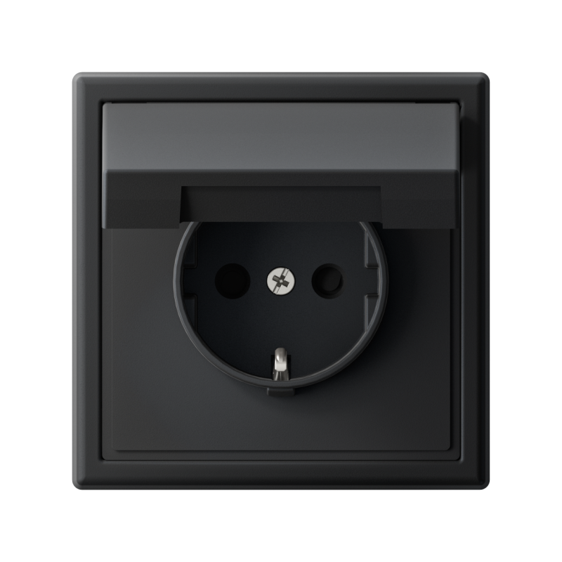 Розетка ArtGallery 16А IP20 с заземл. со шторками с крышкой быстрозажим. клем. механизм карбон SE GAL001046S