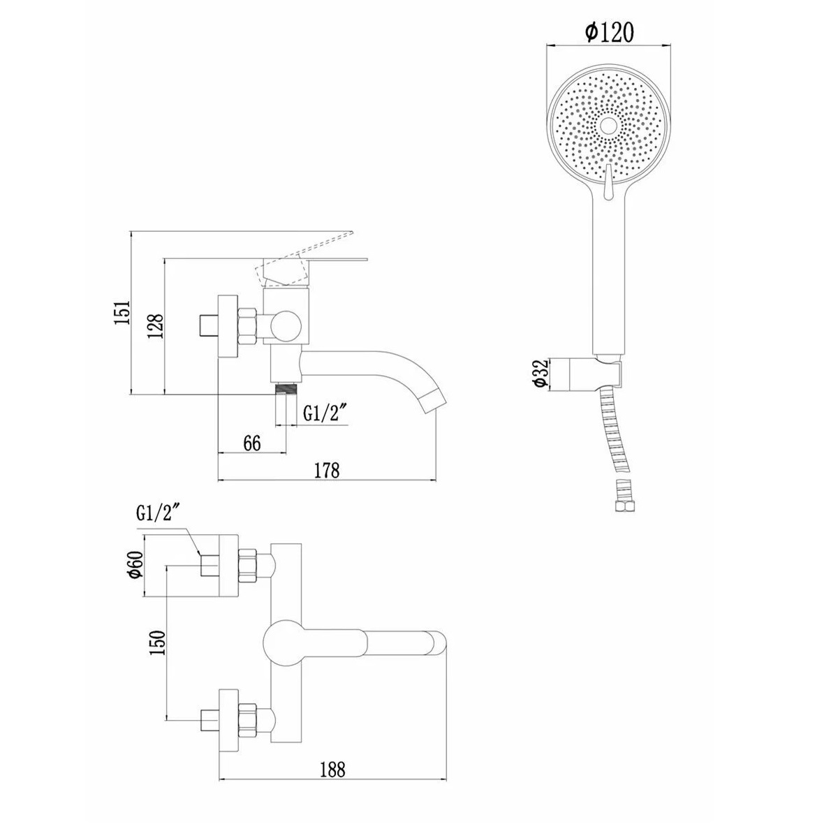 Смеситель для ванны Fmark FS8206Q, гранит