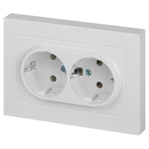 Розетка 2-м СП Accent 6-205-01 16А IP20 250В 2P+E Schuko AL/CU бел. Intro Б0063485