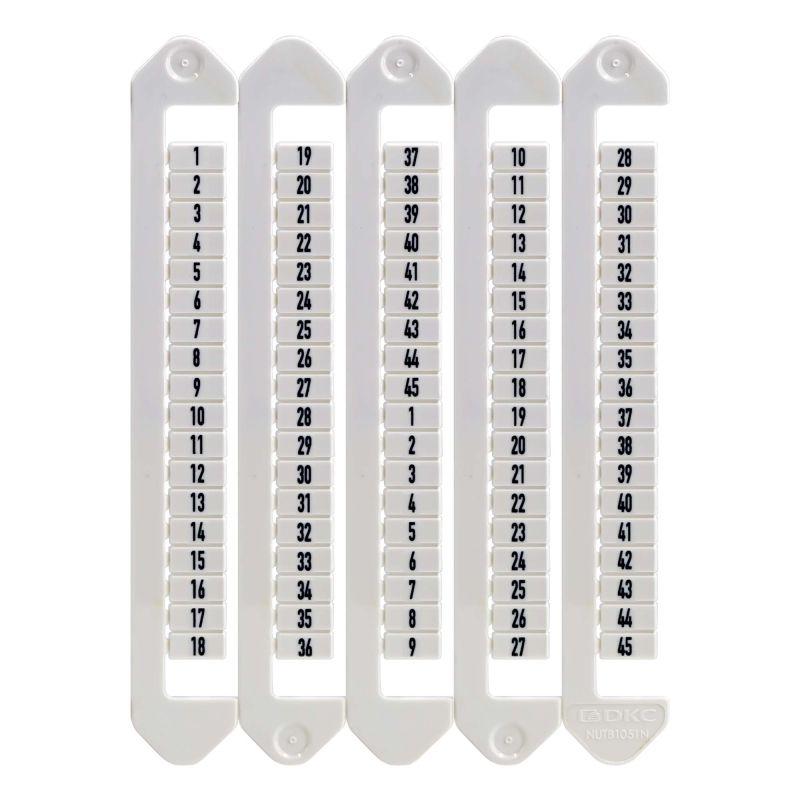 Маркировка для клемм ширина 5мм от 1 до 45 вертикалная ориентация DKC NUTB-5-1-45V