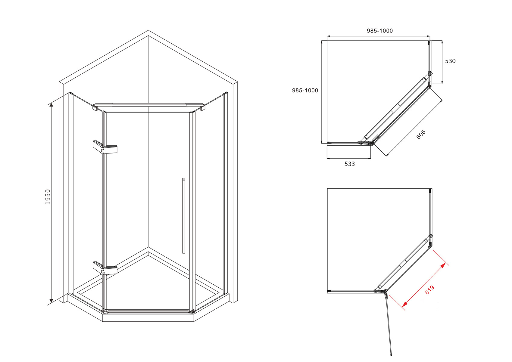 Душевой уголок ABBER Ewiges Wasser AG05100