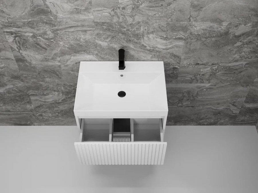 Тумба подвесная "Стокгольм 60", Classic 60, (2 ящ.) белый рифленый софт, PUSH