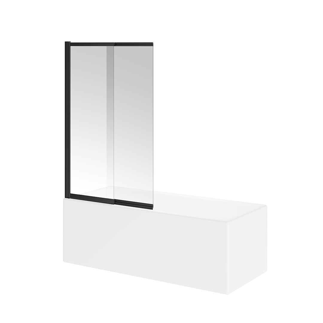 Шторка на ванну VETRO, раздвижная, распашная 100х150, матовый черный