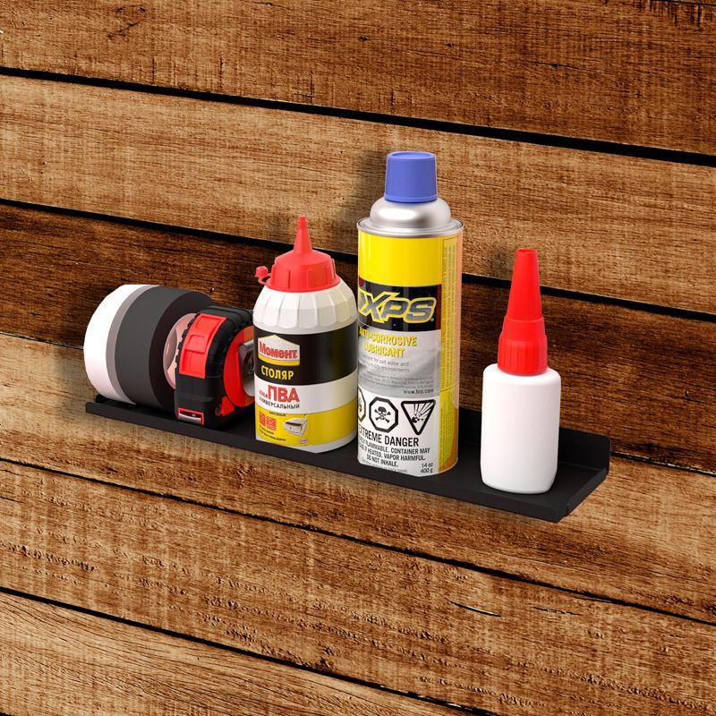 Полка для хранения 290x70мм металлическая настенная черн. Rexant 38-0673