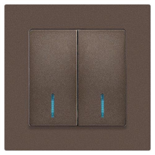 Выключатель 2-кл. СП Accent 6-105-08 10А IP20 250В с подсветкой AL/CU бронза Intro Б0063523