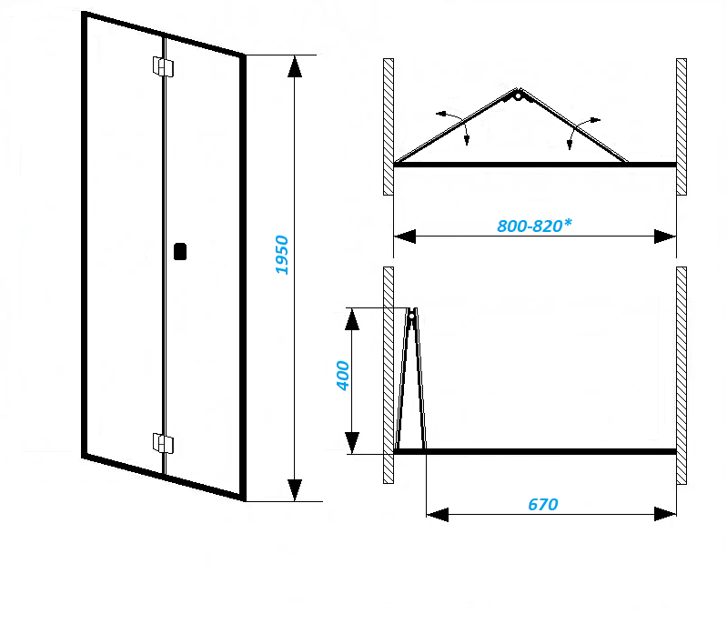Дверь BELLA D81T душевая в нишу Ceruttispa (80х195)