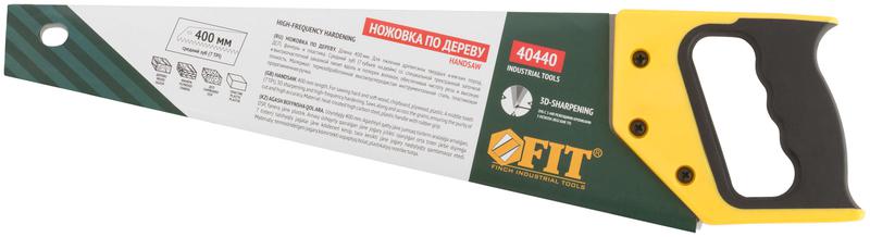 Ножовка по дереву средний каленый зуб 7 ТPI 3D заточка пласт.прорезиненная ручка Профи 400мм FIT 40440