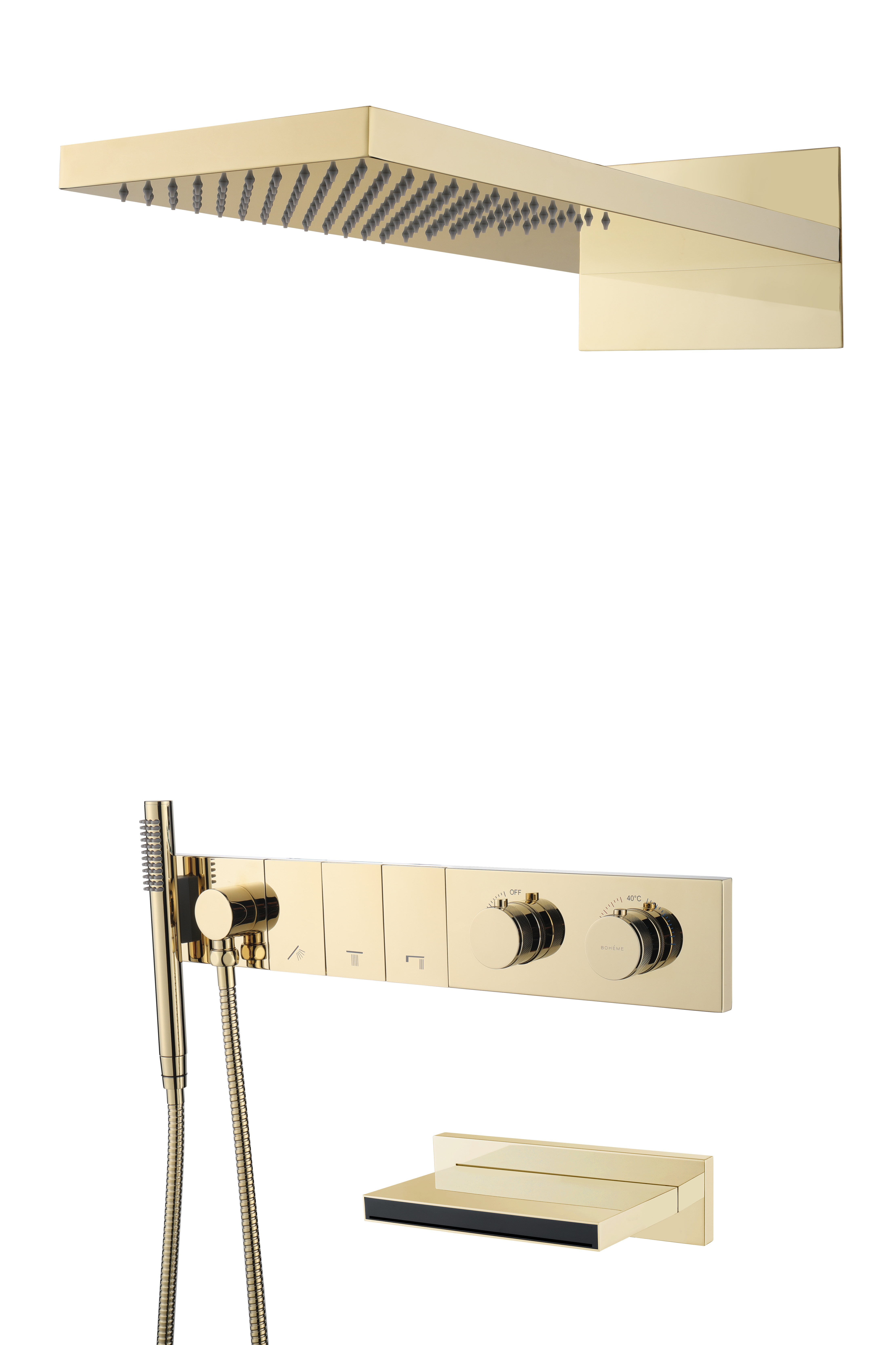 Встроенная душевая система  ZODIAC с термостатом, трехпозиционная NIKEL BRUSH