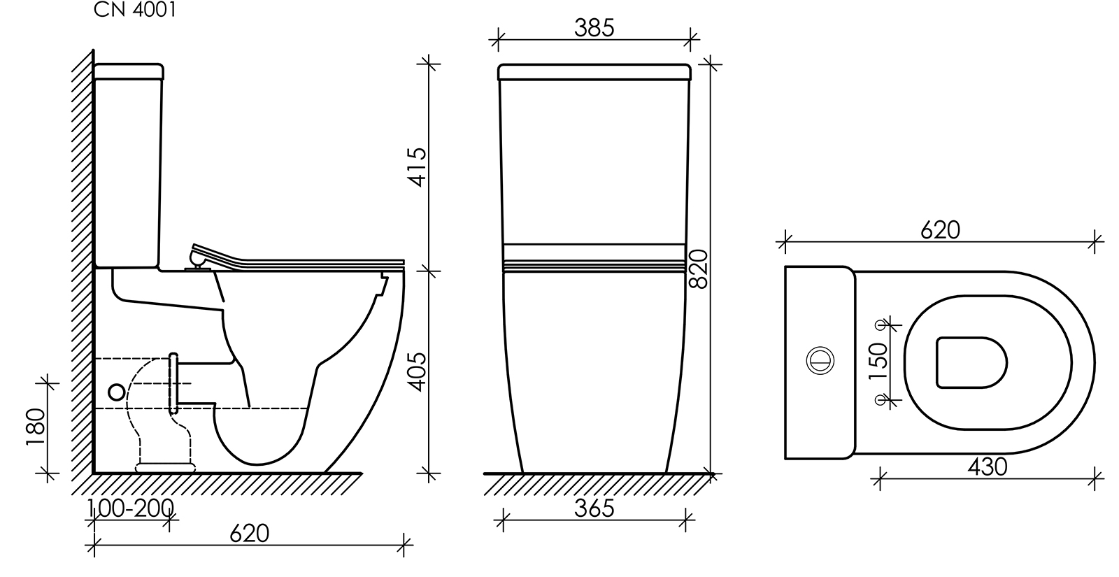 Напольный пристенный унитаз Metropol Rimless, CN4001MB