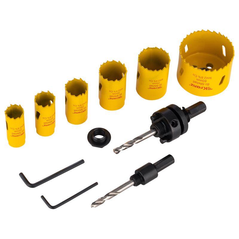 Набор коронок Bimetal (20 22 25 30 35 60) 11 предметов металлический кейс Kranz KR-92-0201-1