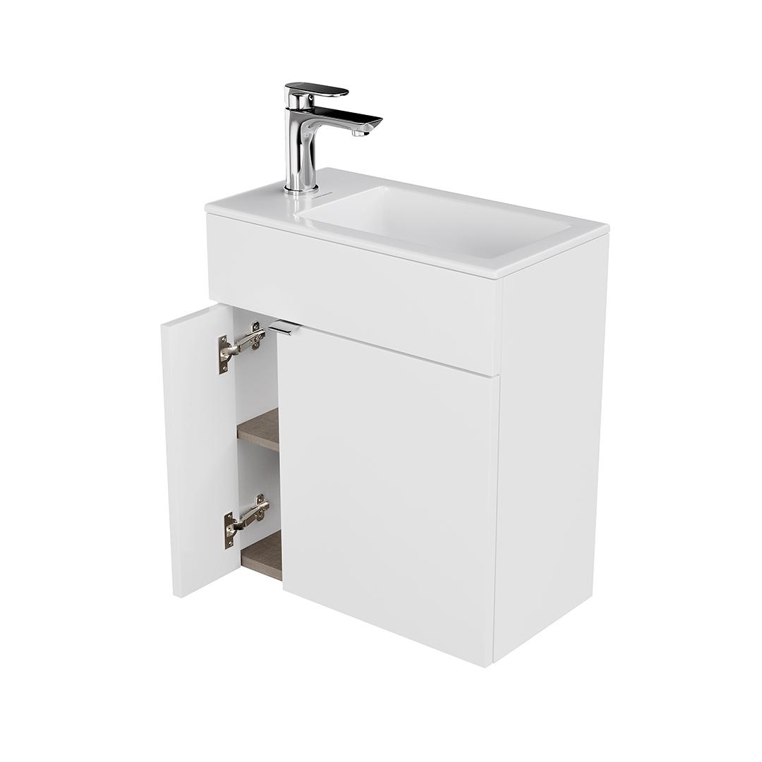 Тумба LATO подвесная с дверцей 50, белая глянцевая