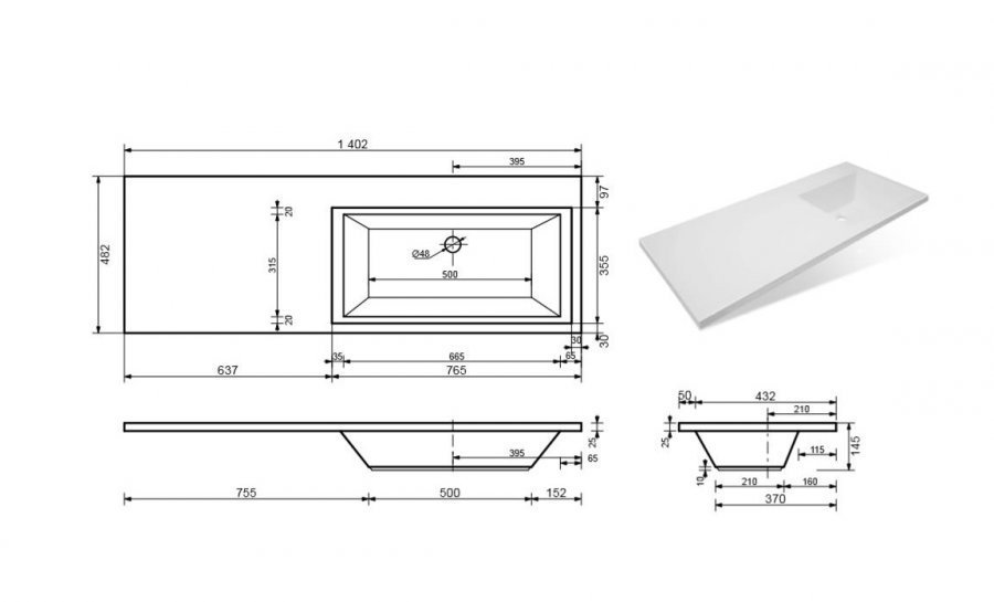 Тумба напольная "Даллас 140", Люкс белая, PLUS, ЭМАЛЬ