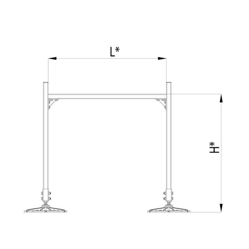 Конструкция опорная для горизонт. прямоугольн. воздуховодов и метал. лотков кабеленесущих систем TECHNORAPTOR FOOT 1000х1000 HD КМ TR0288