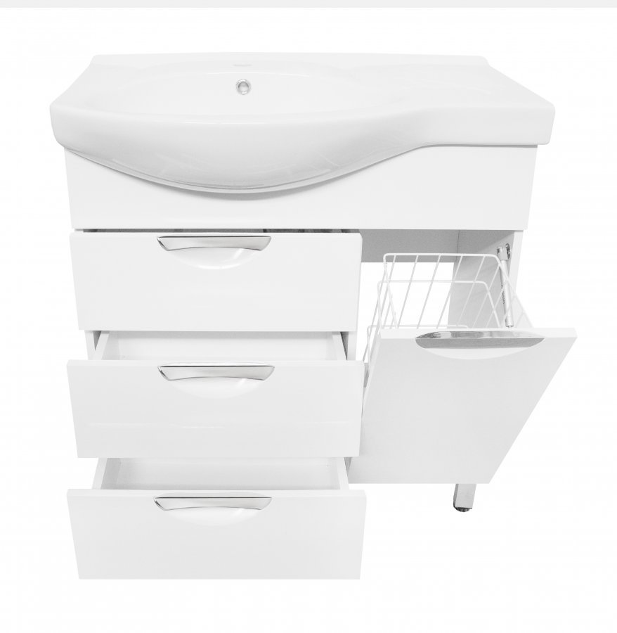 Тумба "Жасмин 82" (3 ящ.) с корзиной, Коралл 82, правая