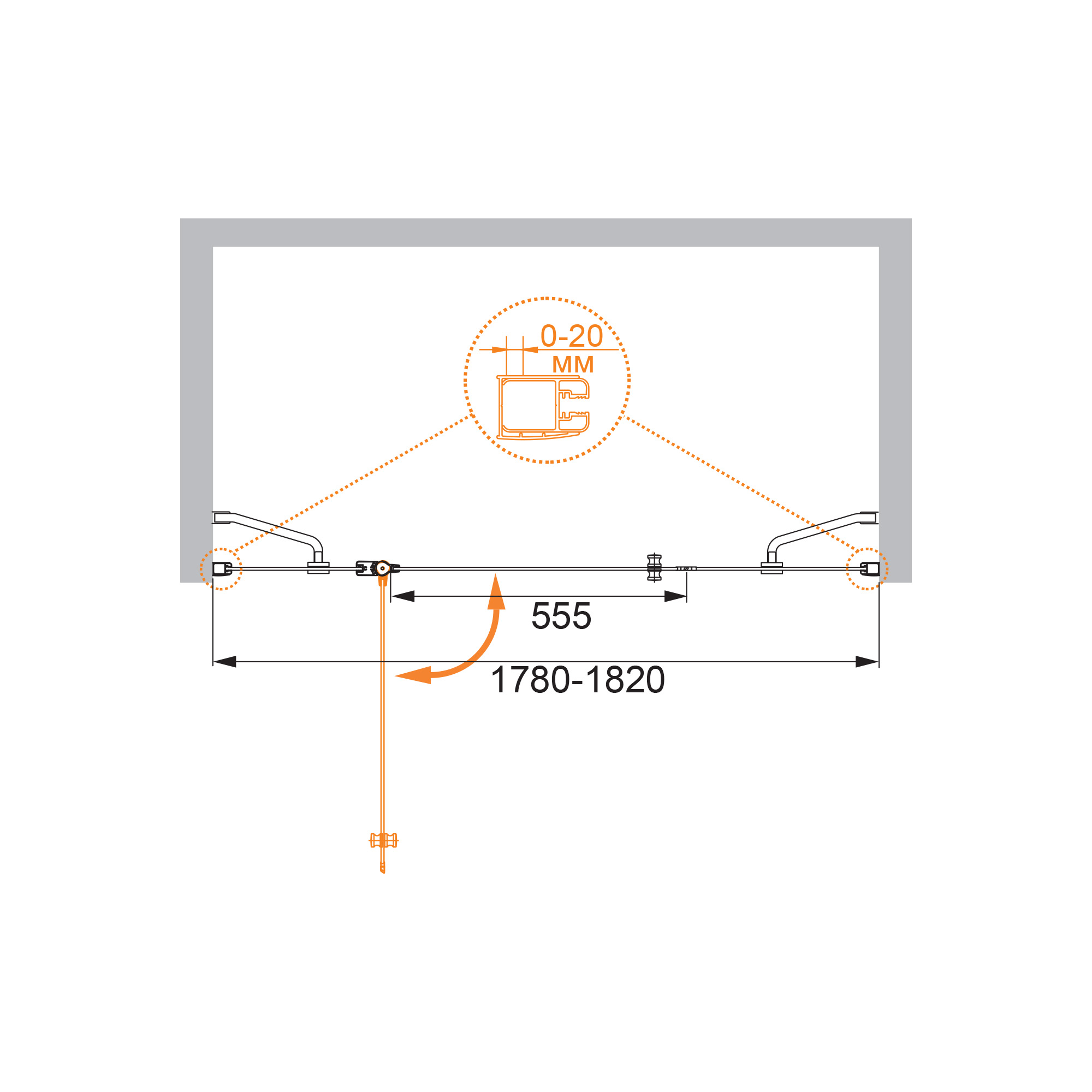 Душевая дверь CEZARES ELENA-W-B-13-60+60/60-P-Cr-L