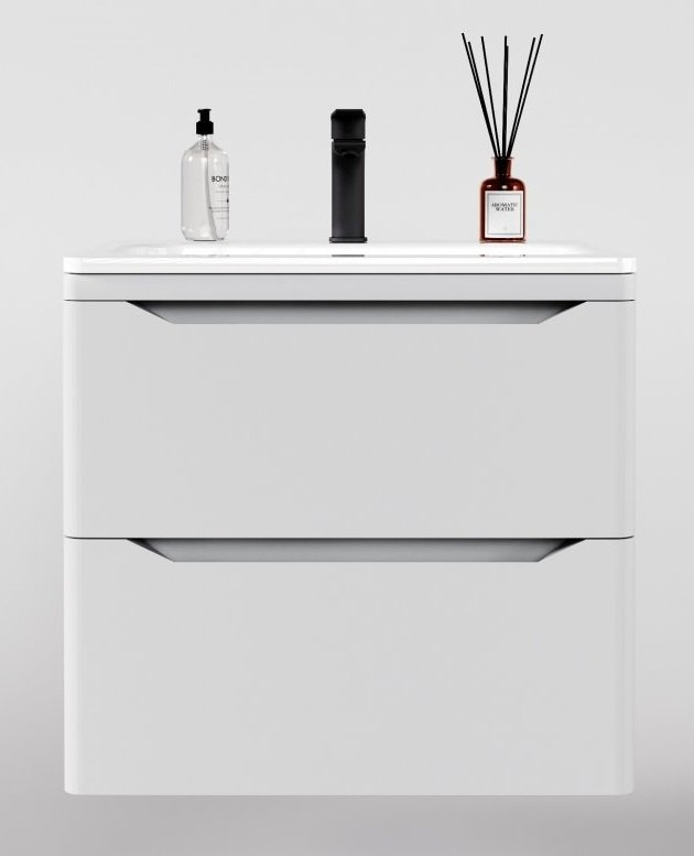 Тумба подвесная "Марелла 70" (2 ящ.) Люкс антискрейтч белый матовый, PLUS