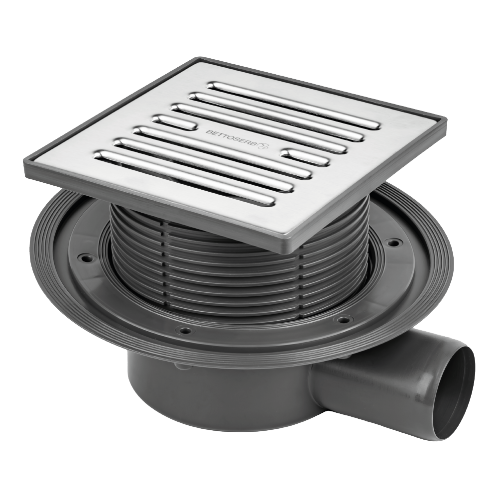 Трап с мульти-сифоном BETTOSERB Superior Quadro 15х15 горизонтальный выпуск