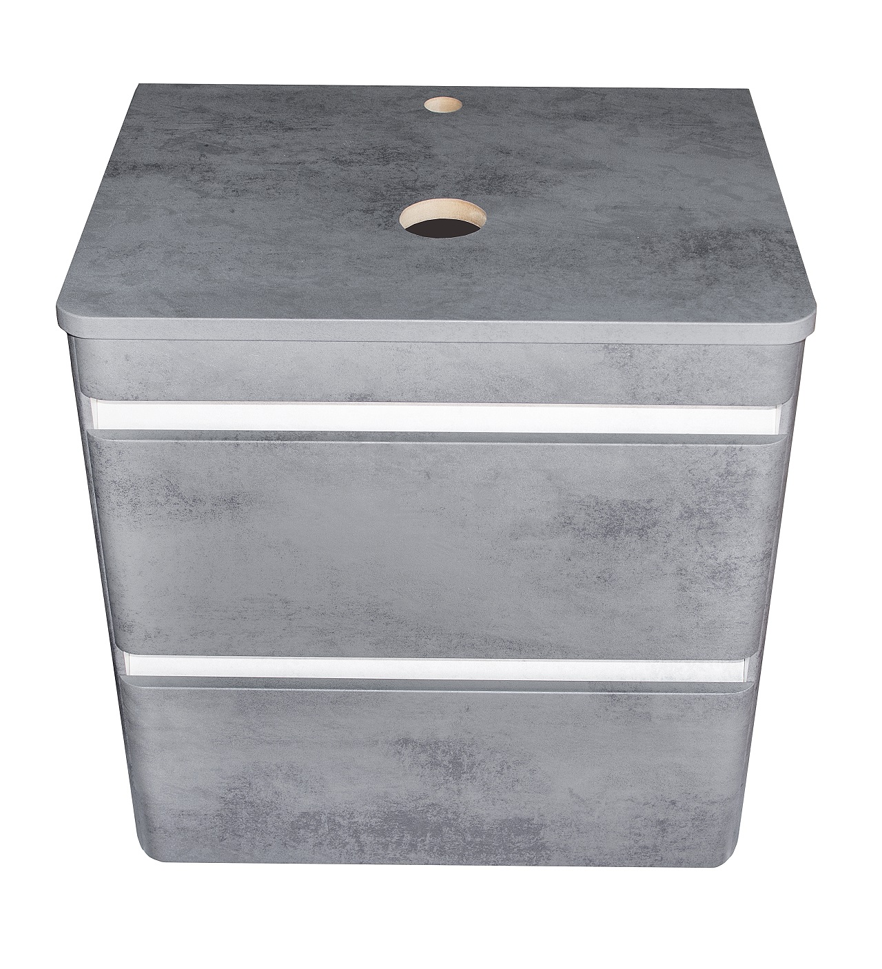 Тумба подвесная "Атлантика 70", Люкс бетон темный, (2 ящ.), со столешницей МДФ, PLUS