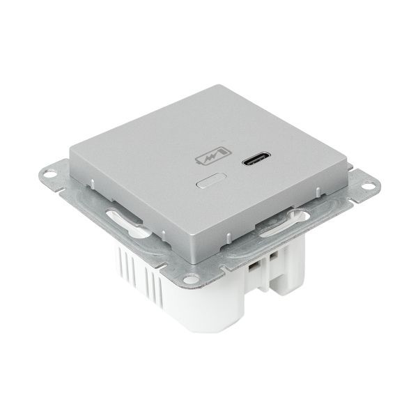 Розетка СП Эпика USB-С быстрая механизм алюм. EKF UP1-SOA-USBCF