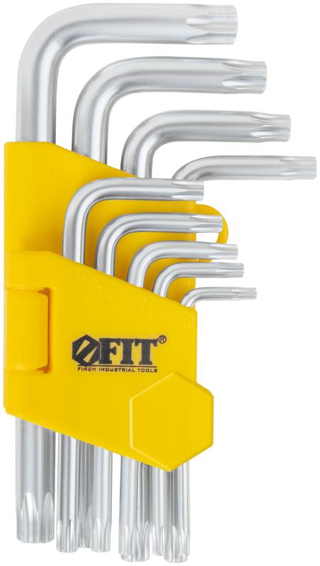 Ключ "звездочки" Т10-Т50 с отверст. в пластик. держателе CrV сталь (уп.9шт) FIT 64023