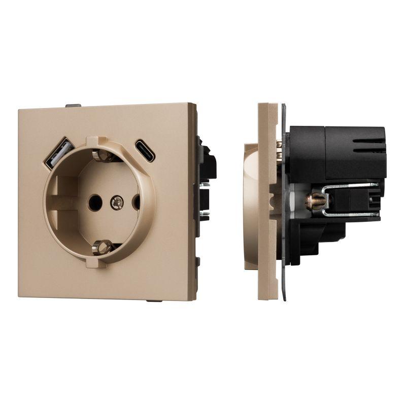 Механизм розетки с USB зарядкой SCT-TENDO-MUAC-PL-GD 230В 16А Arlight 054089