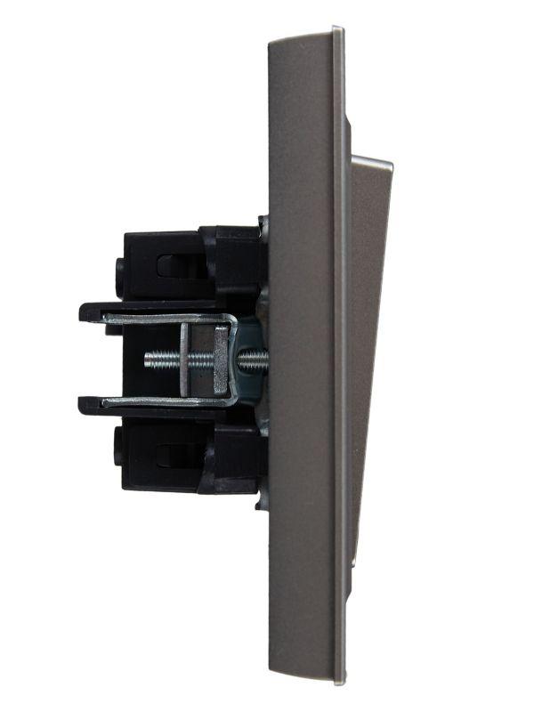 Выключатель 2-кл. СП BRITE ВСР10-2-0-БрС 10А в сборе сталь IEK BR-V20-0-10-K46-F