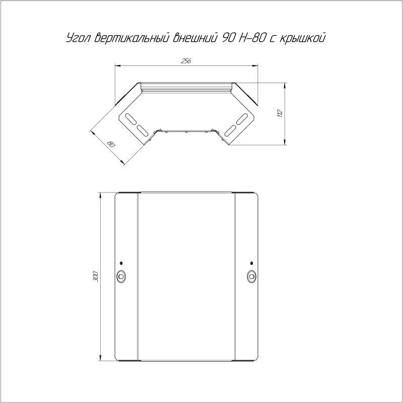 Угол вертикальный внешний 90град. 300х80 с крышкой Стандарт Промрукав PR16.0453