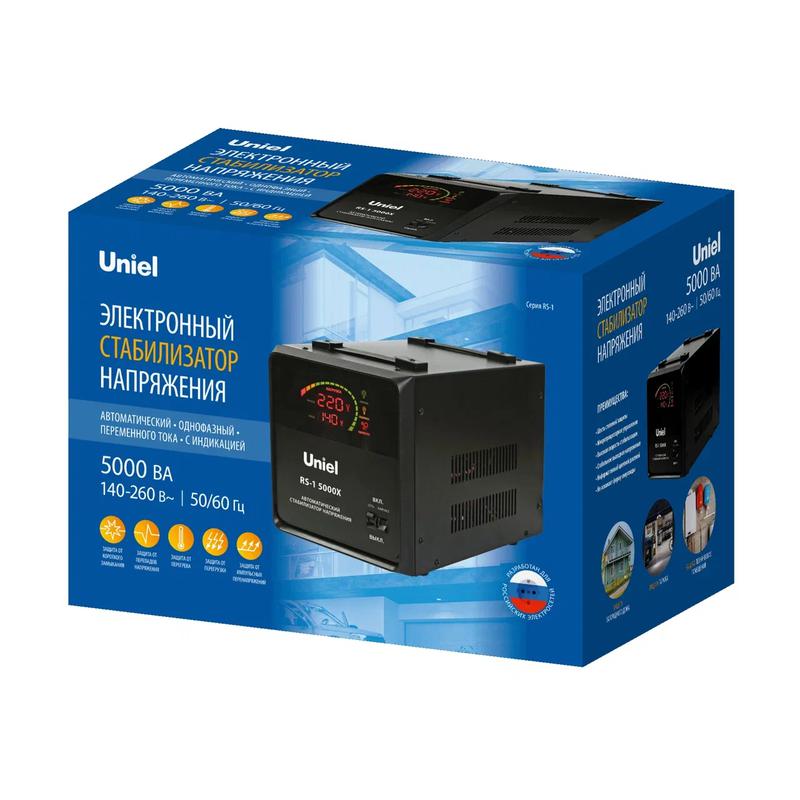Стабилизатор напряжения RS-1 5000X 5000В.А 1ф релейный напольн. TM Uniel UL-00012858